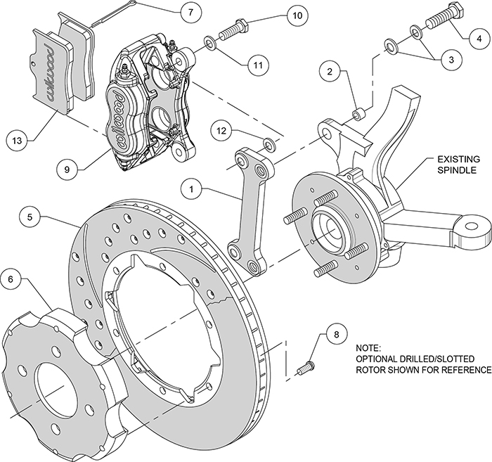 Forged Dynalite Big Brake Front Brake Kit (Hat) Assembly Schematic