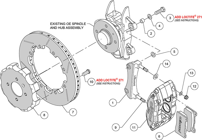 Dynapro Radial Big Brake Front Brake Kit (Hat) Assembly Schematic