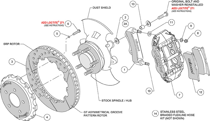 Forged Narrow Superlite 6R Big Brake Front Brake Kit (Hat) Assembly Schematic