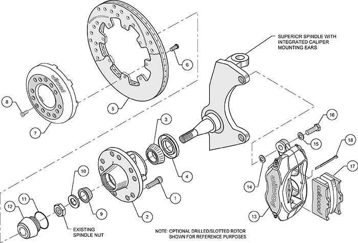 Forged Dynalite Big Brake Front Brake Kit (Hub) Assembly Schematic