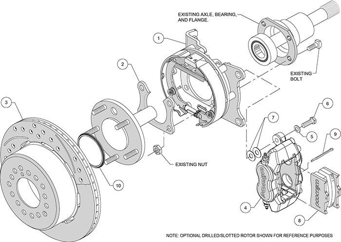 Forged Dynalite Rear Parking Brake Kit Assembly Schematic