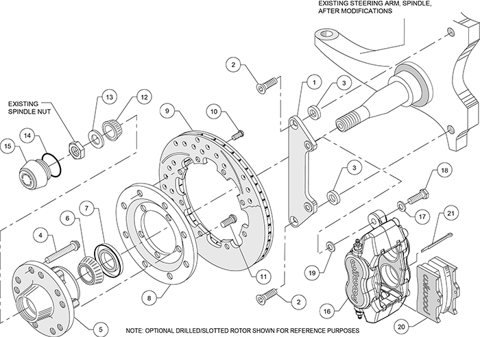 Forged Dynalite Big Brake Front Brake Kit (Hub) Assembly Schematic