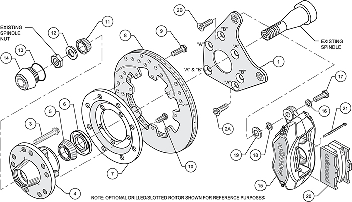 Forged Dynalite Pro Series Front Brake Kit Assembly Schematic