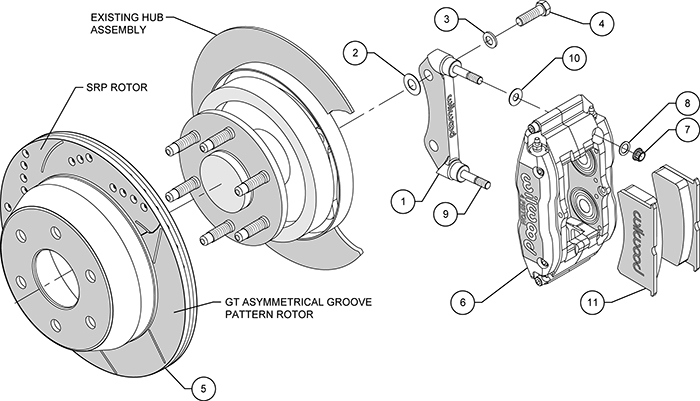 Superlite 4R Big Brake Rear Brake Kit For OE Parking Brake Assembly Schematic