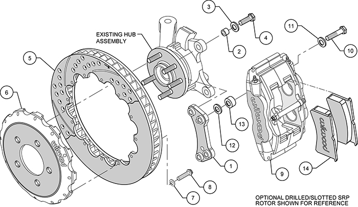 Forged Superlite 4 Big Brake Front Brake Kit (Hat) Assembly Schematic