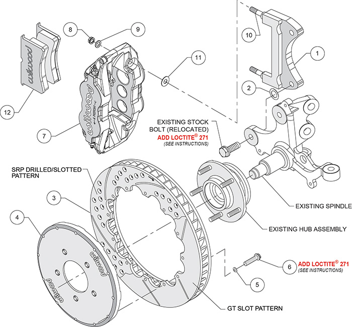 Forged Narrow Superlite 6R Big Brake Front Brake Kit (Hat) Assembly Schematic