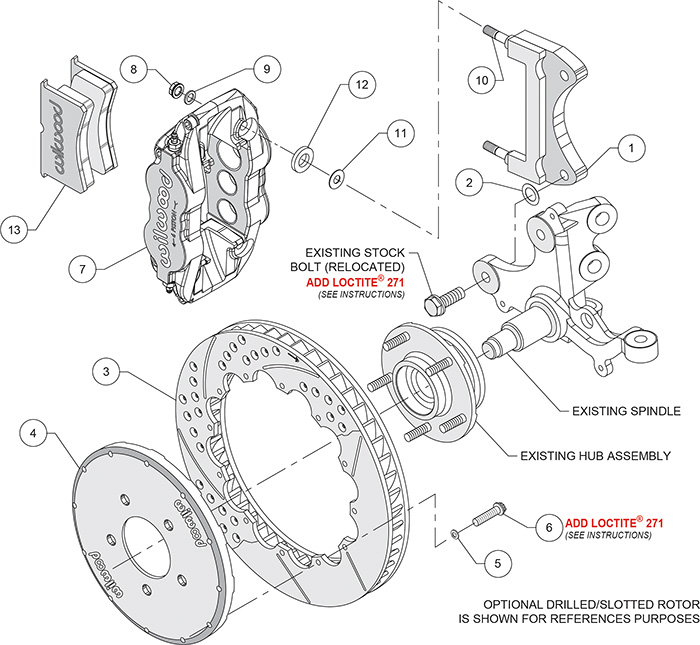 Forged Narrow Superlite 6R Big Brake Front Brake Kit (Hat) Assembly Schematic