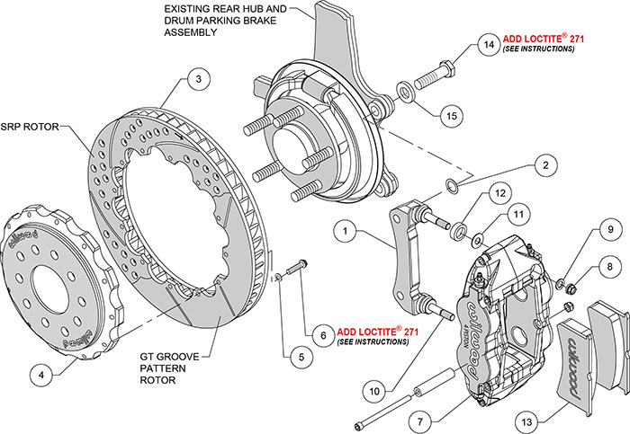 Forged Narrow Superlite 4R Big Brake Rear Brake Kit For OE Parking Brake Assembly Schematic