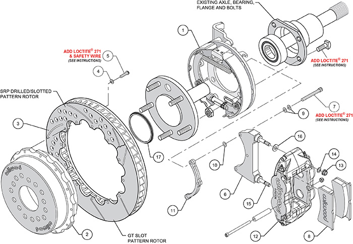 Forged Narrow Superlite 4R Big Brake Rear Parking Brake Kit Assembly Schematic