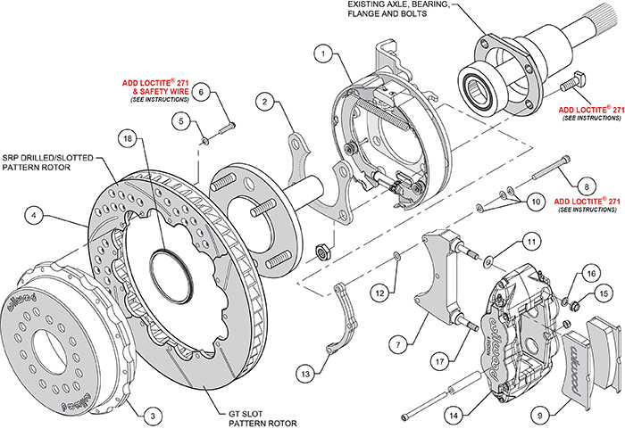 Forged Narrow Superlite 4R Big Brake Rear Parking Brake Kit Assembly Schematic