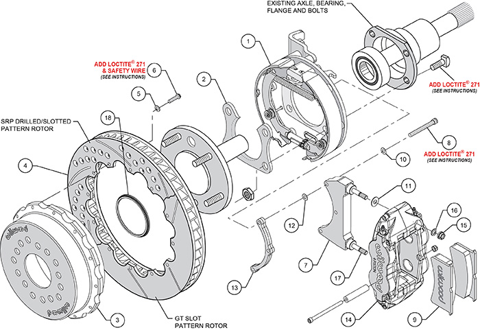 Forged Narrow Superlite 4R Big Brake Rear Parking Brake Kit Assembly Schematic