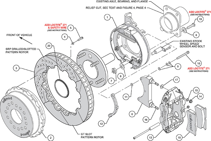 Forged Narrow Superlite 4R Big Brake Rear Parking Brake Kit Assembly Schematic