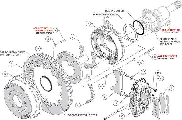 Forged Narrow Superlite 4R Big Brake Rear Parking Brake Kit Assembly Schematic