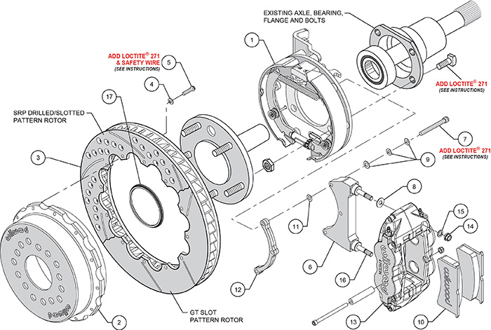 Forged Narrow Superlite 4R Big Brake Rear Parking Brake Kit Assembly Schematic