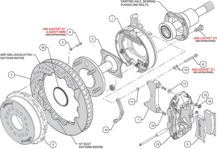 Forged Narrow Superlite 4R Big Brake Rear Parking Brake Kit Assembly Schematic