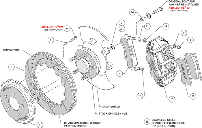 Forged Narrow Superlite 6R Big Brake Front Brake Kit (Hat) Assembly Schematic