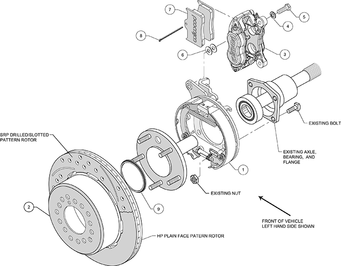 Forged Dynalite Rear Parking Brake Kit Assembly Schematic