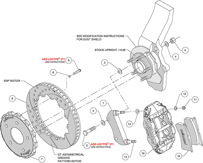 Forged Narrow Superlite 6R Big Brake Front Brake Kit (Hat) Assembly Schematic