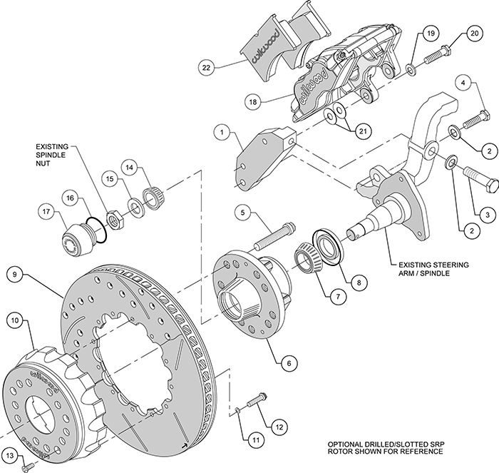 Forged Superlite 4 Big Brake Front Brake Kit (Hub) Assembly Schematic