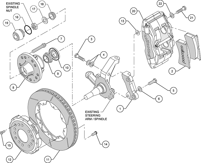 Forged Superlite 4 Big Brake Front Brake Kit (Hub) Assembly Schematic