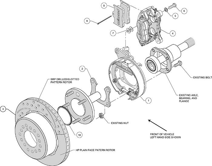 Forged Dynalite Rear Parking Brake Kit Assembly Schematic