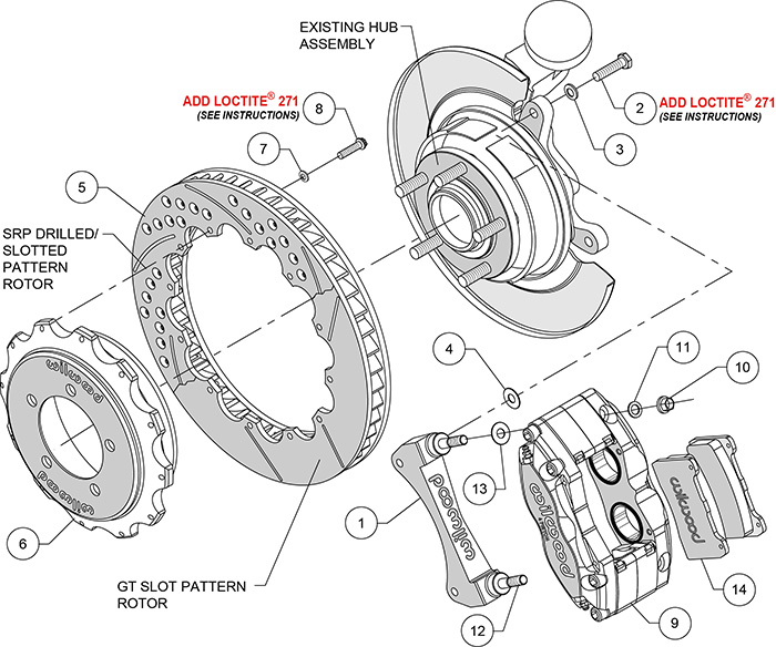 Dynapro Radial Rear Brake Kit For OE Parking Brake Assembly Schematic