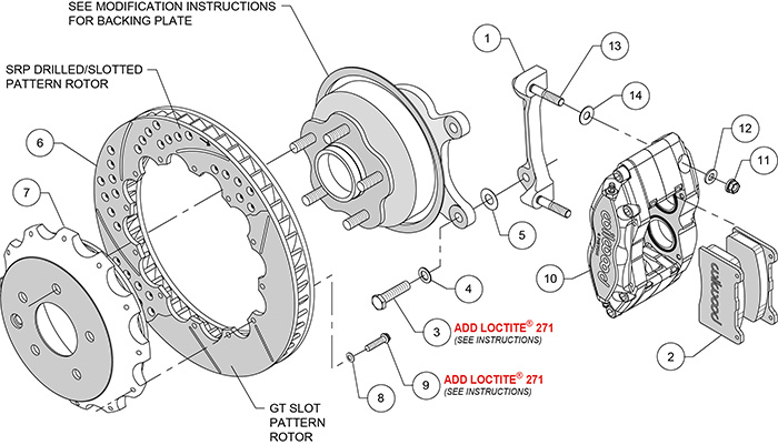 Dynapro Radial Rear Brake Kit For OE Parking Brake Assembly Schematic