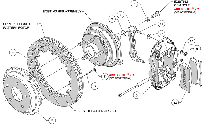 Forged Narrow Superlite 4R Big Brake Rear Brake Kit For OE Parking Brake Assembly Schematic