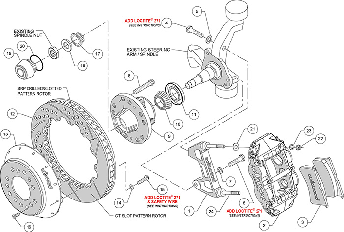 Forged Narrow Superlite 6R Big Brake Front Brake Kit (Hub) Assembly Schematic