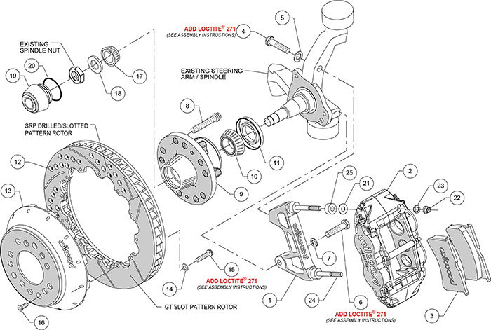 Forged Narrow Superlite 6R Big Brake Front Brake Kit (Hub) Assembly Schematic