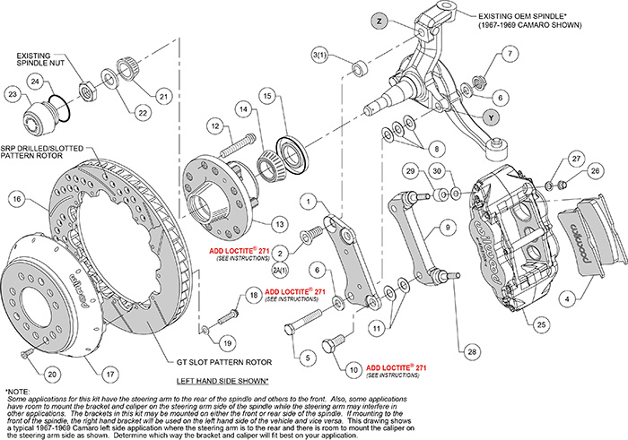 Forged Narrow Superlite 6R Big Brake Front Brake Kit (Hub) Assembly Schematic