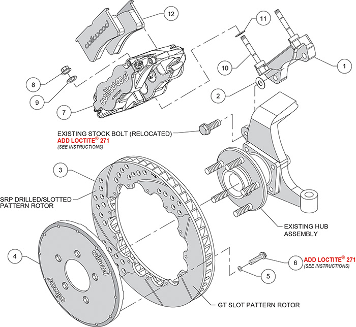 Forged Narrow Superlite 6R Big Brake Front Brake Kit (Hat) Assembly Schematic