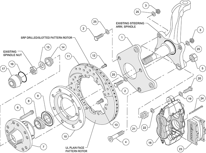 Forged Dynalite Big Brake Front Brake Kit (Hub) Assembly Schematic