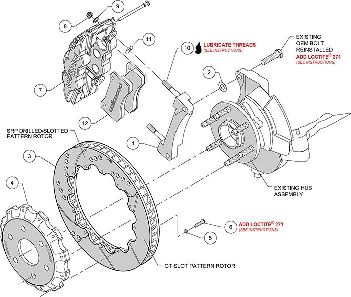 AERO6 Big Brake Truck Front Brake Kit Assembly Schematic