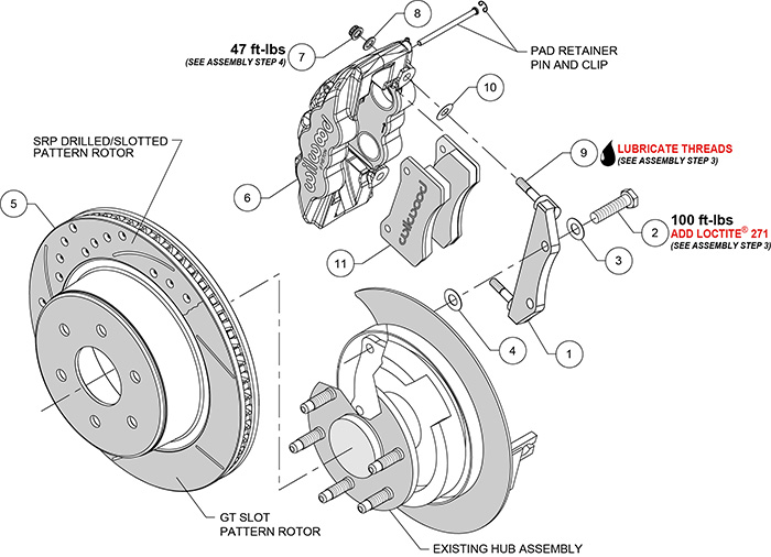 AERO4 Big Brake Truck Rear Brake Kit Assembly Schematic