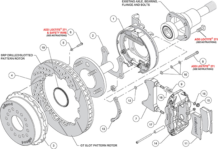 Forged Narrow Superlite 4R Big Brake Rear Parking Brake Kit Assembly Schematic