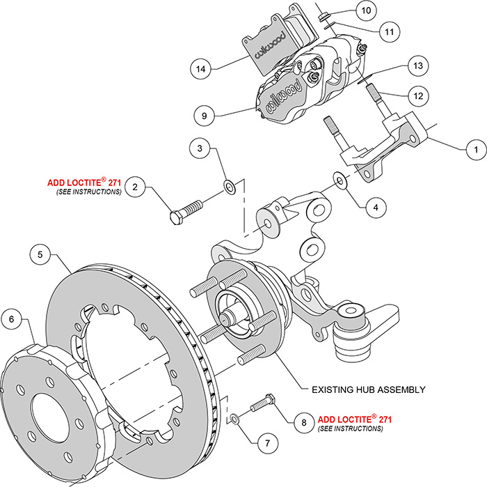 Dynapro Radial Front Drag Brake Kit Assembly Schematic