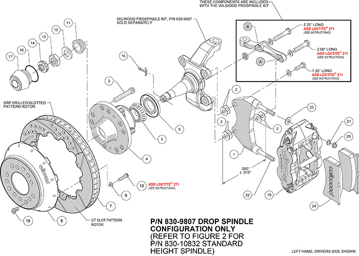 Forged Narrow Superlite 6R Big Brake Front Brake Kit (Hub) Assembly Schematic