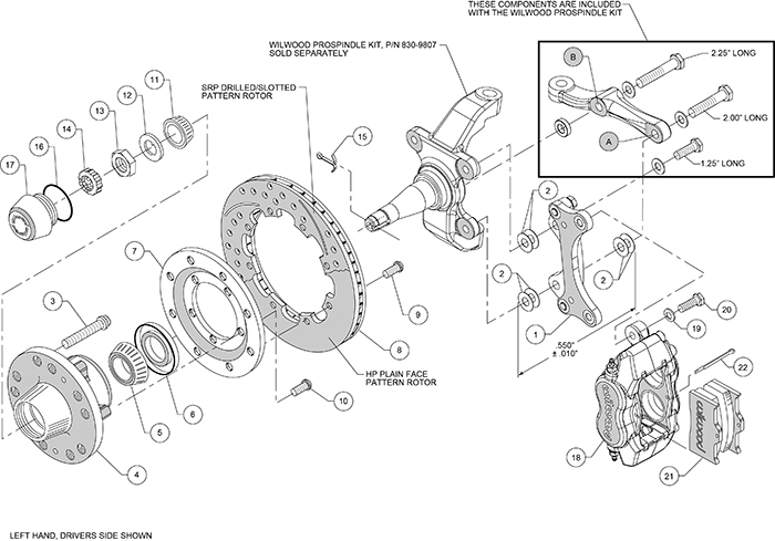 Forged Dynalite Big Brake Front Brake Kit (Hub) Assembly Schematic