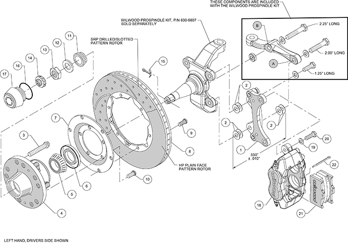 Forged Dynalite Pro Series Front Brake Kit Assembly Schematic