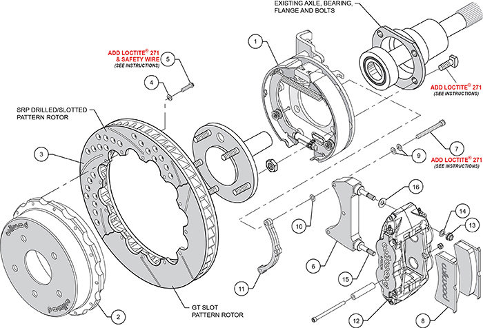 Forged Narrow Superlite 4R Big Brake Rear Parking Brake Kit Assembly Schematic