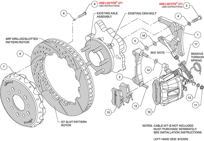 Combination Parking Brake Caliper Rear Brake Kit Assembly Schematic