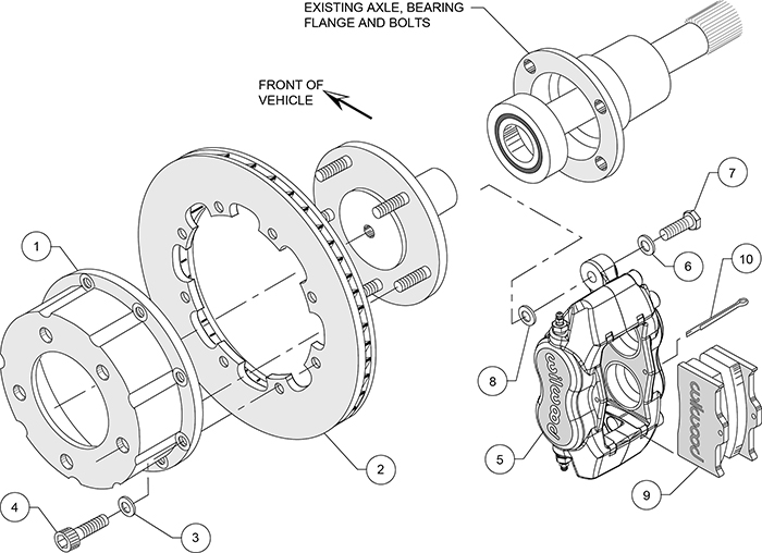 Forged Dynalite Pro Series Rear Brake Kit (Less Brackets) Assembly Schematic