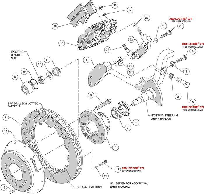 Forged Narrow Superlite 6R Big Brake Front Brake Kit (Hub) Assembly Schematic