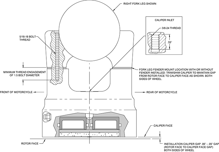 Stealth Motorcycle Front Brake Kit Assembly Schematic