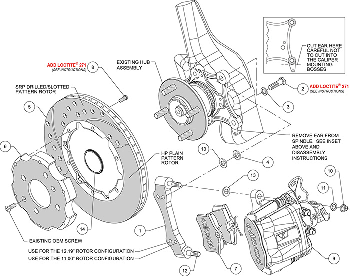 Combination Parking Brake Caliper Rear Brake Kit Assembly Schematic