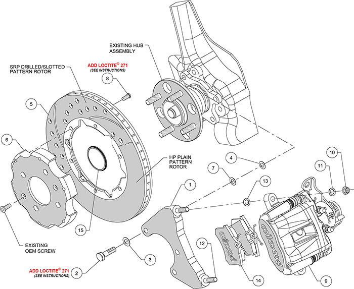 Combination Parking Brake Caliper Rear Brake Kit Assembly Schematic