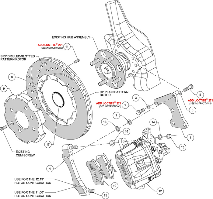 Combination Parking Brake Caliper Rear Brake Kit Assembly Schematic