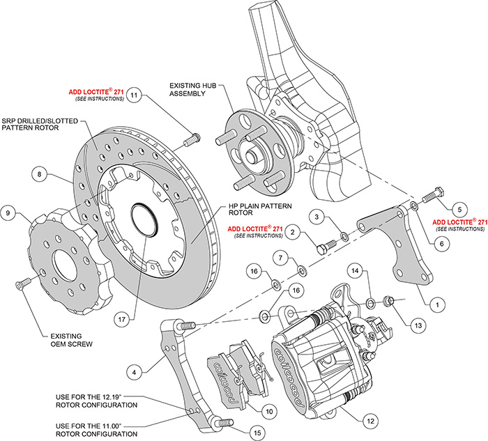 Combination Parking Brake Caliper Rear Brake Kit Assembly Schematic