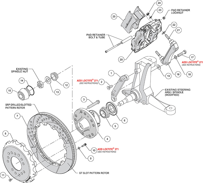 Forged Narrow Superlite 6R Big Brake Front Brake Kit (Hub) Assembly Schematic